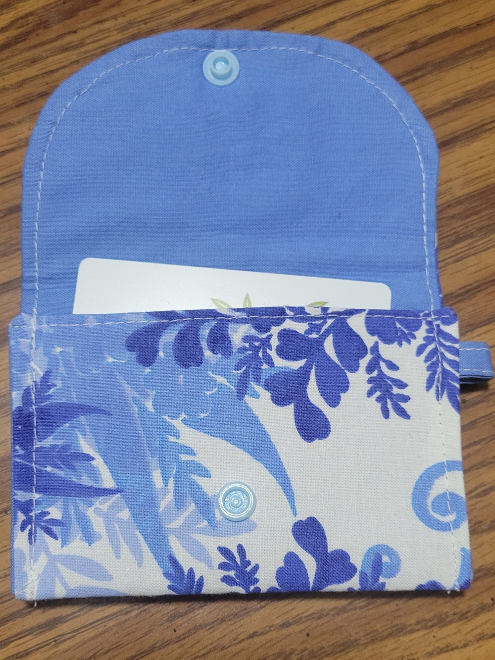 Compact Blue Floral Card Wallet
